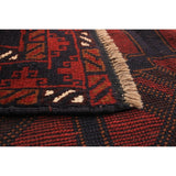 Hand-knotted Teimani Navy, Red Wool Rug - 3'6 x 5'10