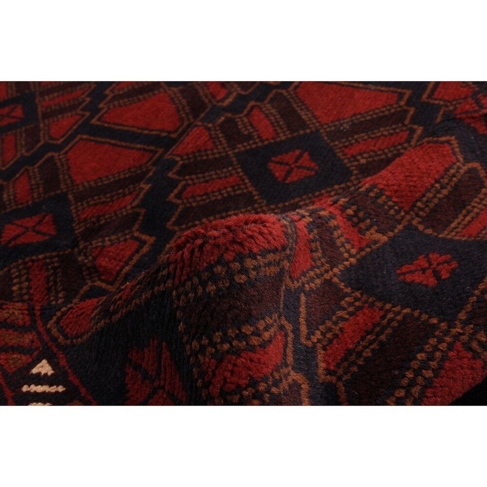 Hand-knotted Teimani Navy, Red Wool Rug - 3'6 x 5'10