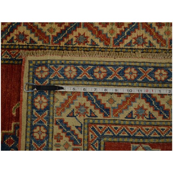 Hand-knotted Tribal Design Red Kazak Wool Area Rug (3' x 4'2)