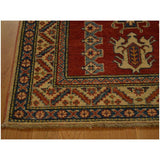 Hand-knotted Tribal Design Red Kazak Wool Area Rug (3' x 4'2)
