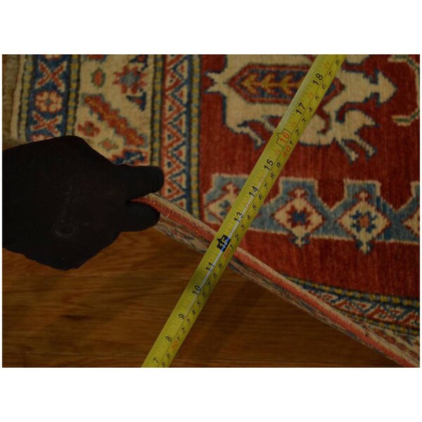 Hand-knotted Tribal Design Red Kazak Wool Area Rug (3' x 4'2)