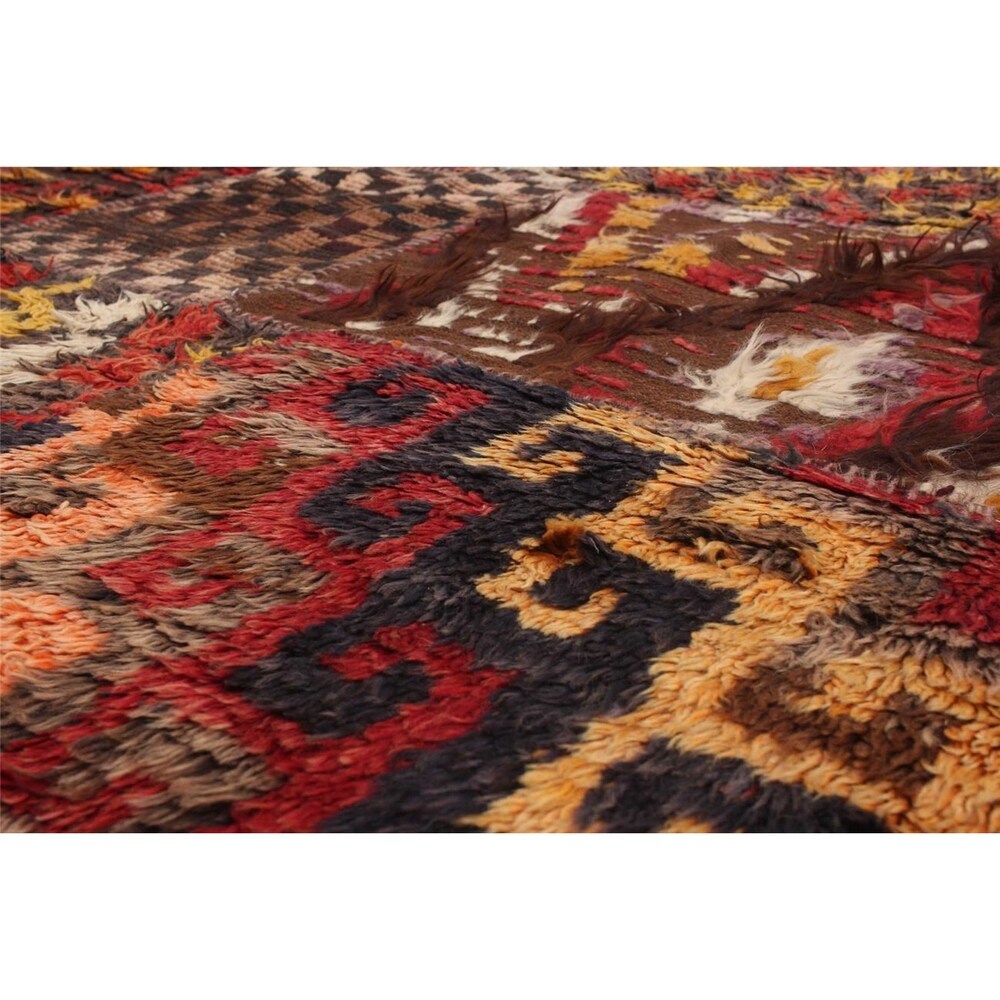 Hand-knotted Vintage Anatolia Brown, Cream Wool Rug - 4'10 x 6'6