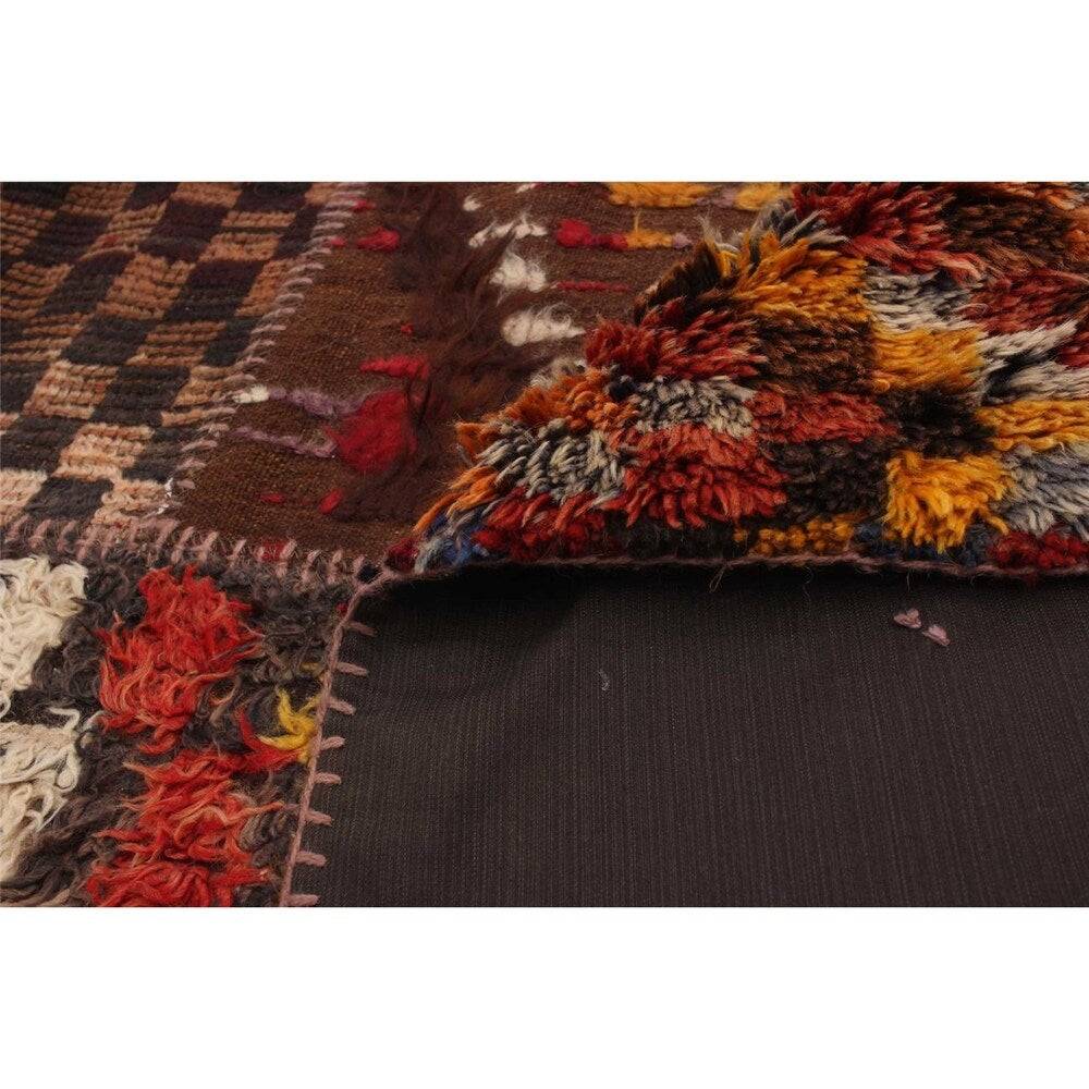 Hand-knotted Vintage Anatolia Brown, Cream Wool Rug - 4'10 x 6'6
