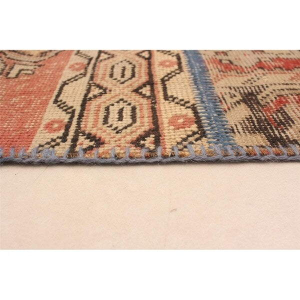 Hand-knotted Vintage Anatolia Patch Copper Wool Rug - 6'5 x 9'10