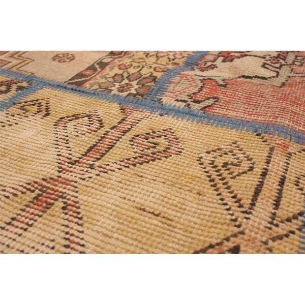 Hand-knotted Vintage Anatolia Patch Copper Wool Rug - 6'5 x 9'10