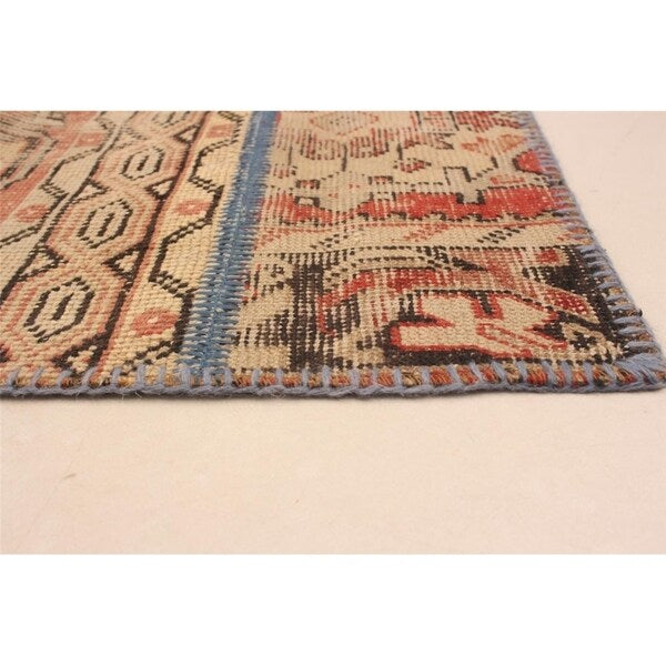 Hand-knotted Vintage Anatolia Patch Copper Wool Rug - 6'5 x 9'10