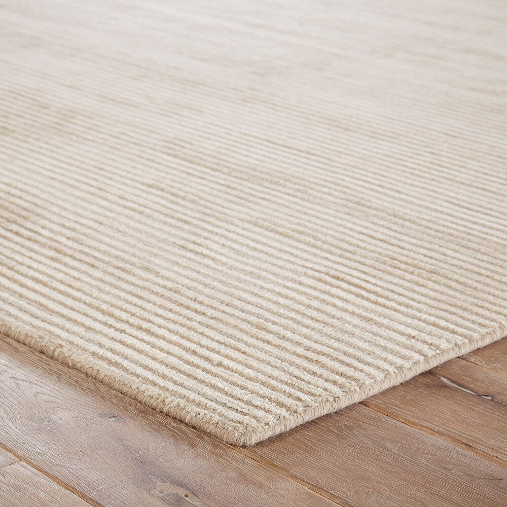 Phase Handmade Solid White/ Taupe Area Rug - 2' x 3'