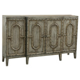 Hand-painted Distressed Sage Green Finish Bar and Wine Cabinet
