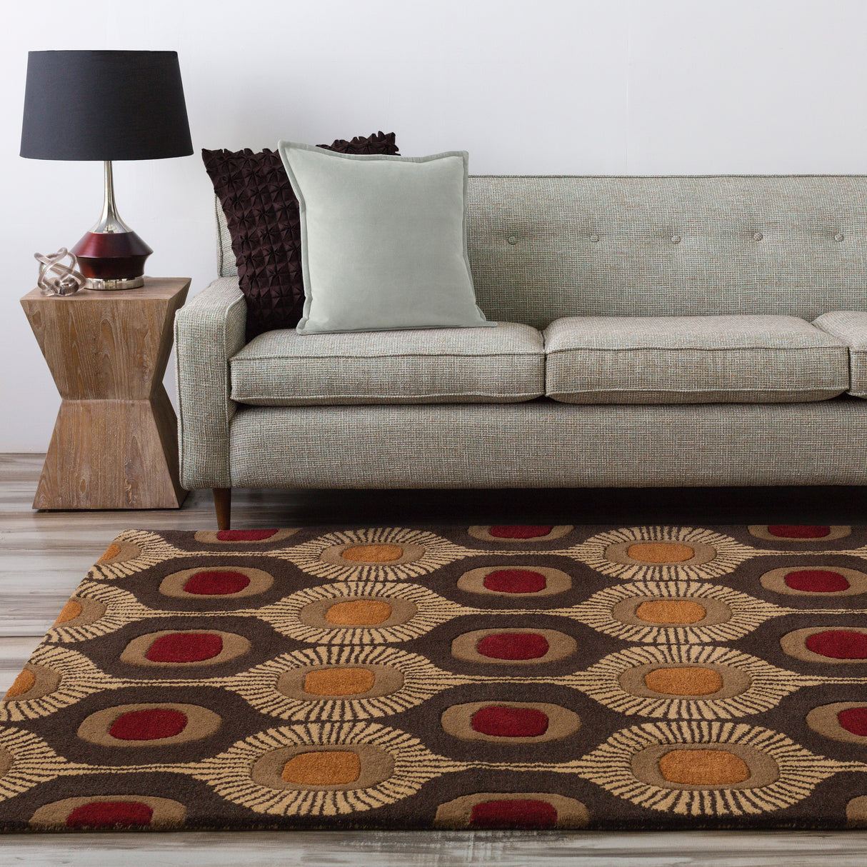 Hand-tufted Bastogne Espresso Moroccan Tile Wool Area Rug - 2' x 3' - 2' x 3'
