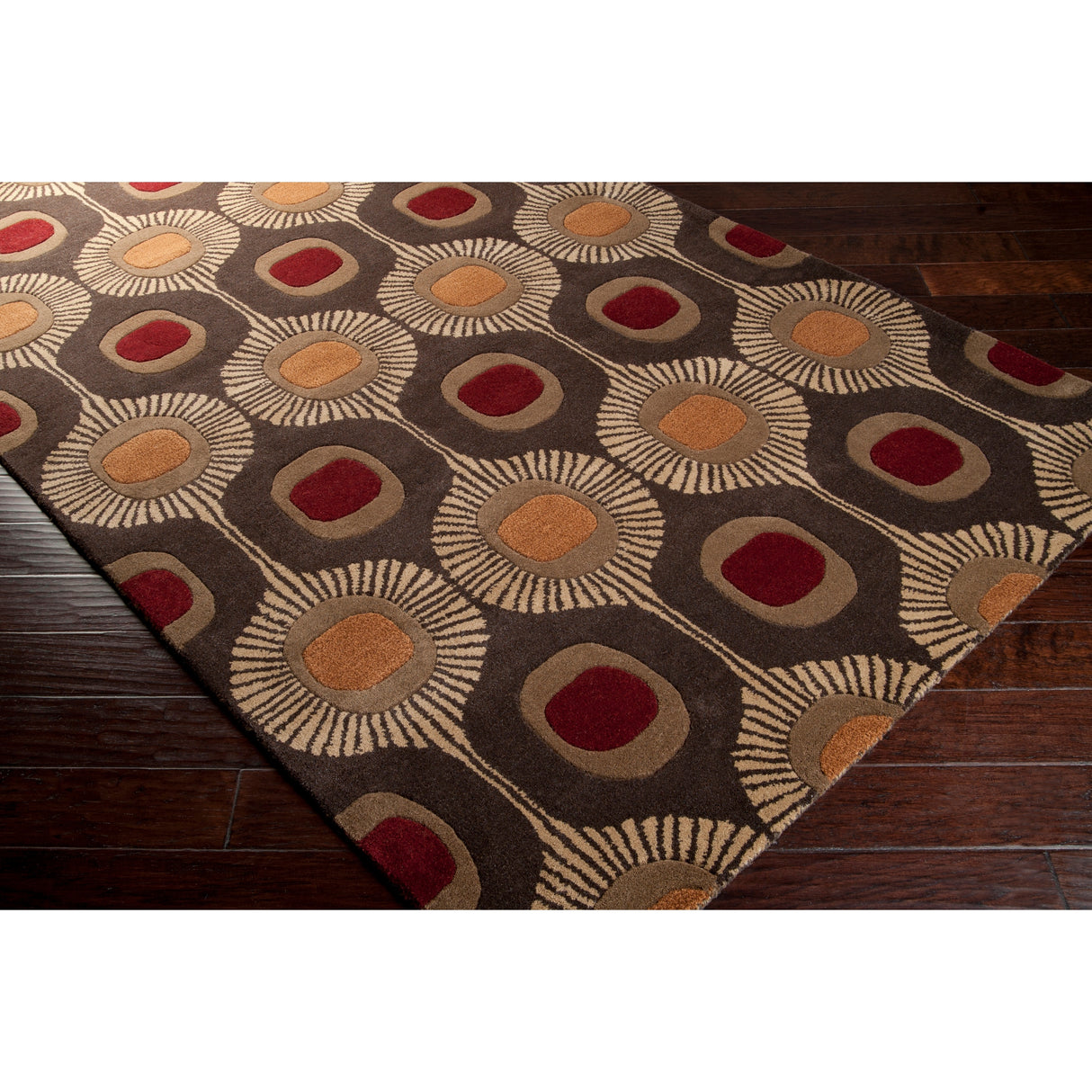 Hand-tufted Bastogne Espresso Moroccan Tile Wool Area Rug - 2' x 3' - 2' x 3'