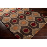 Hand-tufted Bastogne Espresso Moroccan Tile Wool Area Rug - 2' x 3' - 2' x 3'