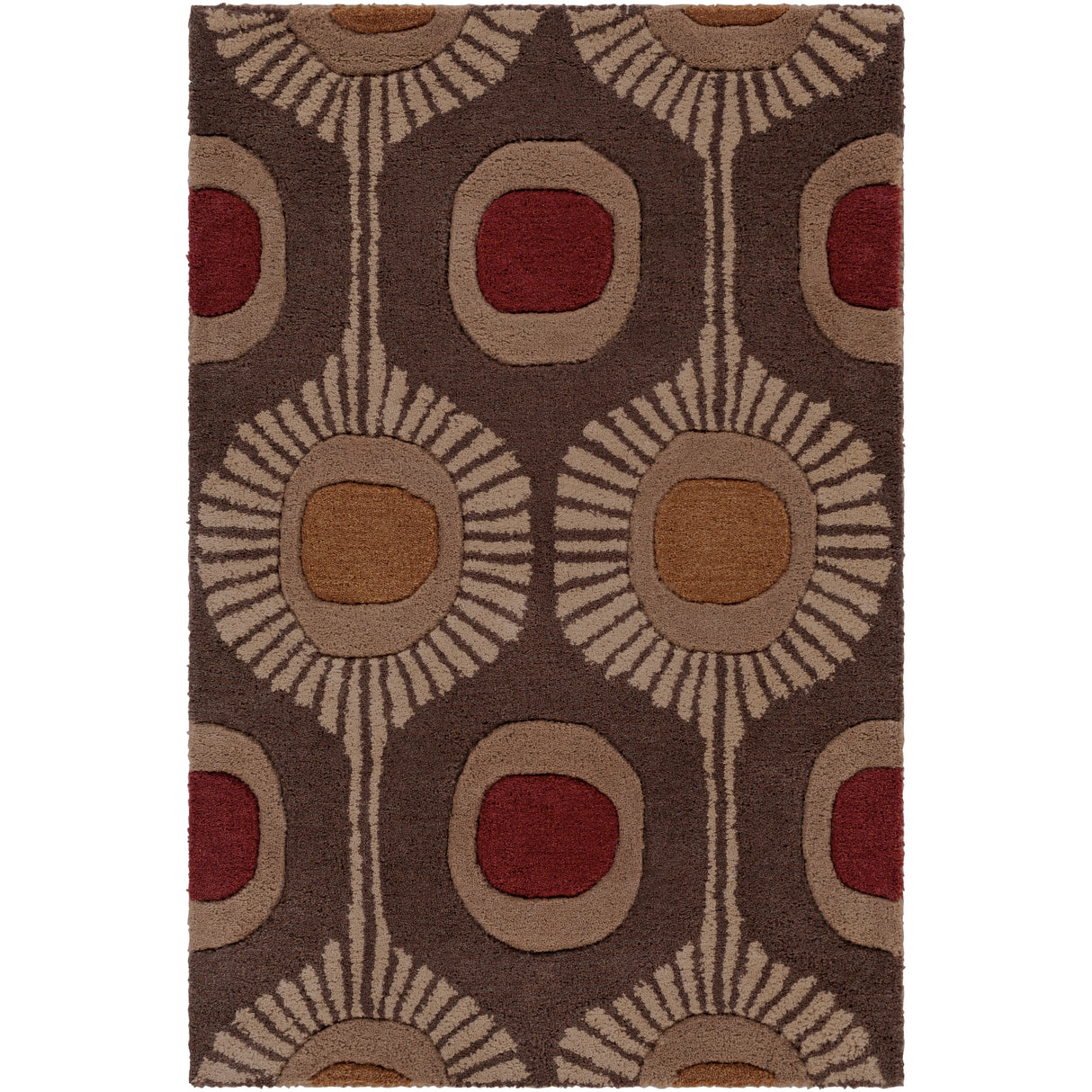 Hand-tufted Bastogne Espresso Moroccan Tile Wool Area Rug - 2' x 3' - 2' x 3'