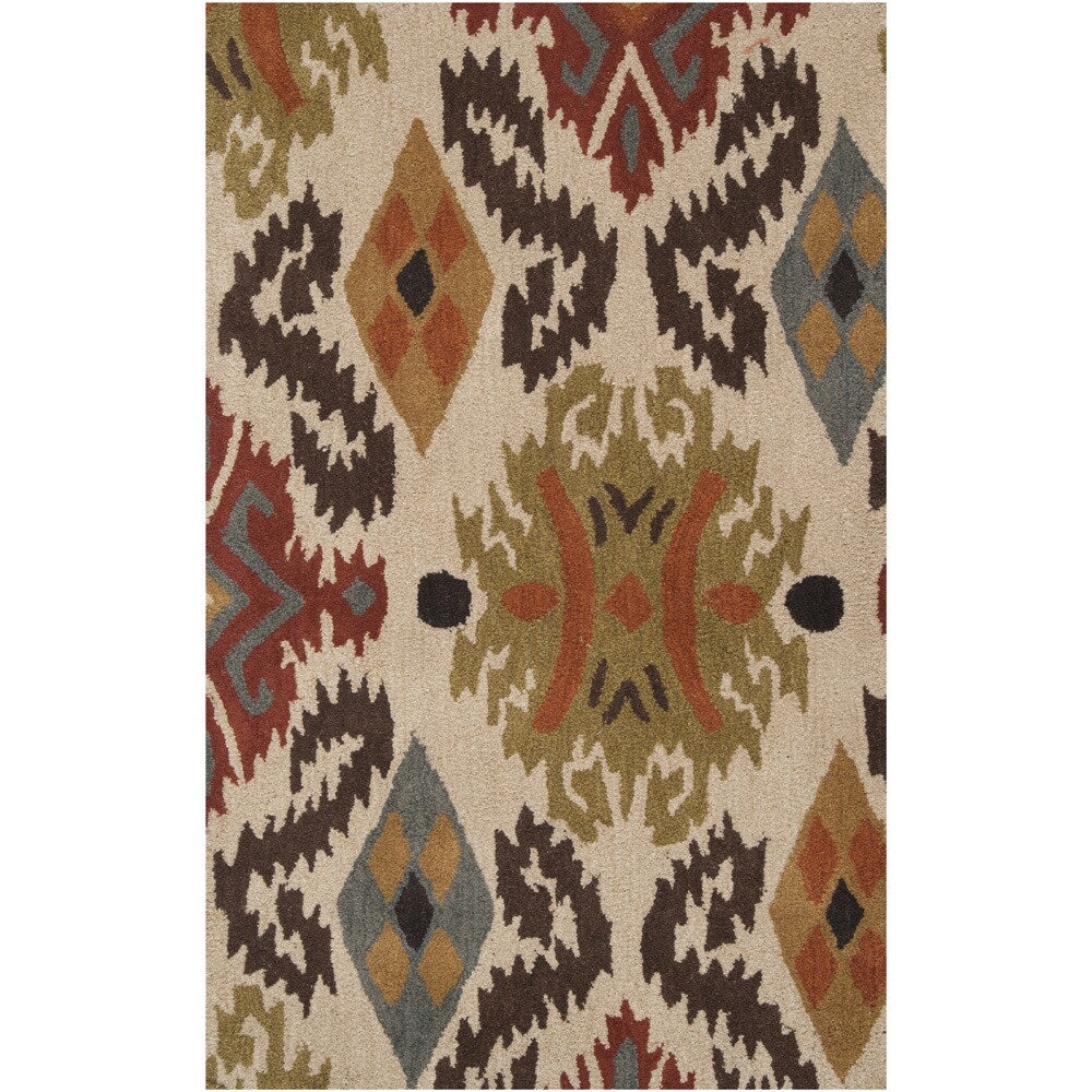 Hand-tufted Beige Ikat Biscotti Wool Area Rug - 5' x 8'