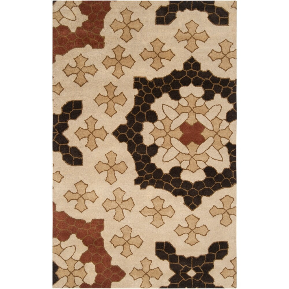 Hand-tufted Beige Konya Medallion Wool Area Rug - 9' x 13'