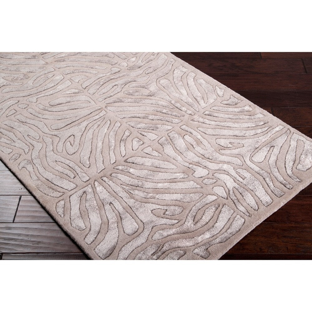 Hand-tufted Beige Zebra Animal Print Redfield Wool Area Rug - 9' x 13'