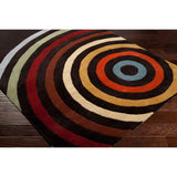 Hand-tufted Black Contemporary Multi Colored Circles Arnott Wool Geometric Area Rug - 3' x 12' Runner