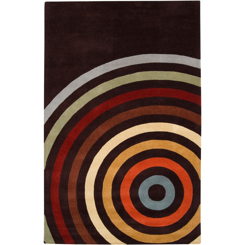 Hand-tufted Black Contemporary Multi Colored Circles Manchester Wool Geometric Area Rug - 12' x 15'/Surplus