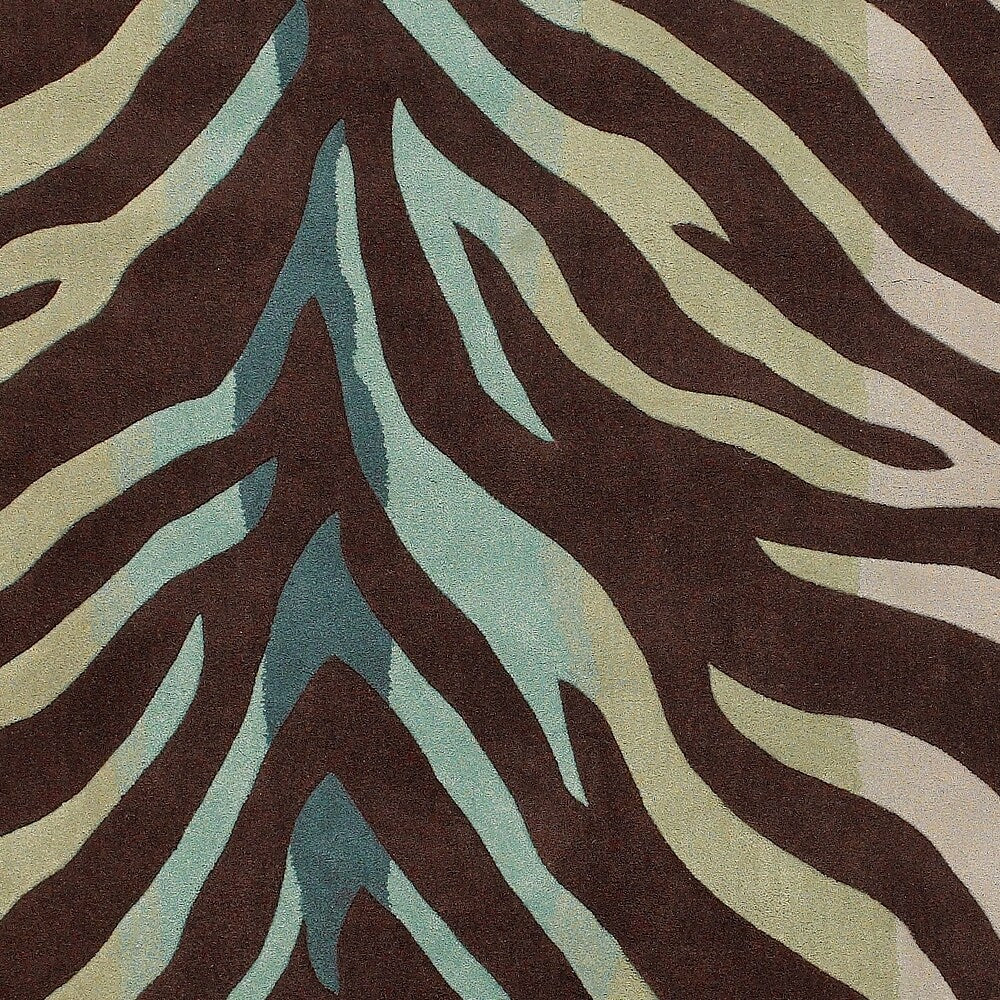 Hand-tufted Brown/Blue Zebra Animal Print Pomona Area Rug - 2' x 3'