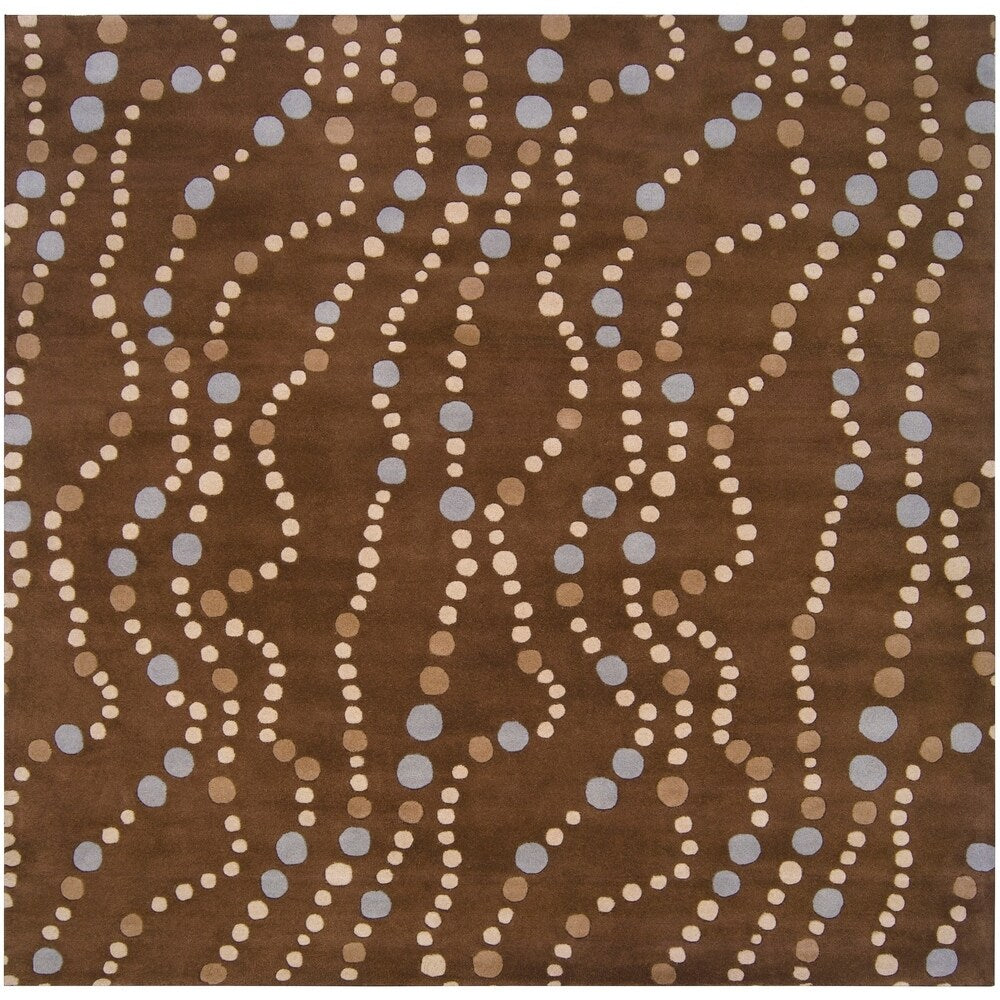 Hand-tufted Brown Contemporary Geometric Mayflower Wool Area Rug - 8' Square