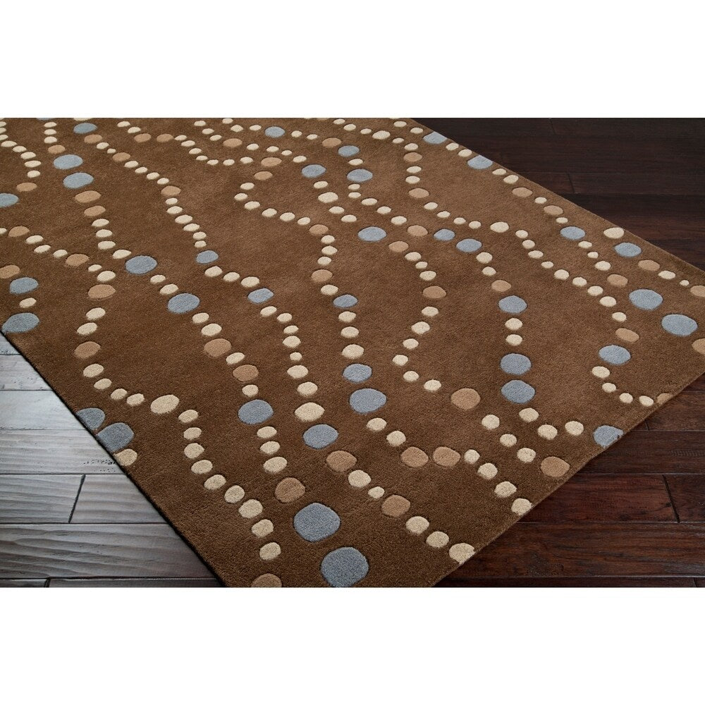 Hand-tufted Brown Contemporary Geometric Mayflower Wool Area Rug - 8' Square