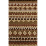 Hand-tufted Brown Tea Leaves Geometric Shapes Wool Area Rug - 3'3" x 5'3"
