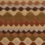 Hand-tufted Brown Tea Leaves Geometric Shapes Wool Area Rug - 3'3" x 5'3"