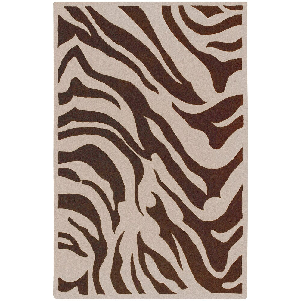 Hand-tufted Brown/White Zebra Animal Print Lipscombe Wool Area Rug - 2' x 3'/Surplus