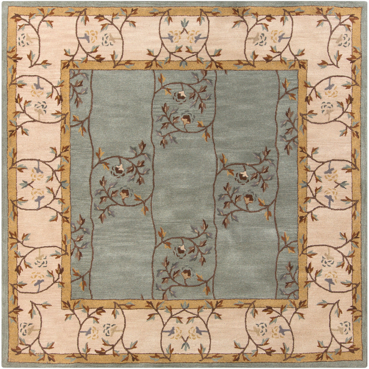 Hand-tufted Calhoun Traditional Floral Wool Slate Grey Area Rug - 8' Square - 8' Square