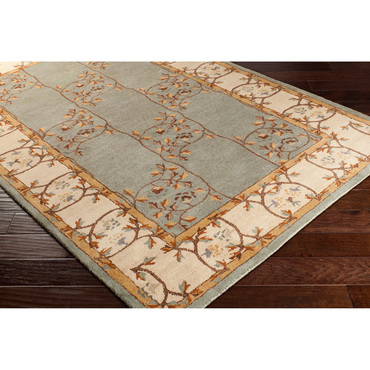 Hand-tufted Calhoun Traditional Floral Wool Slate Grey Area Rug - 8' Square - 8' Square