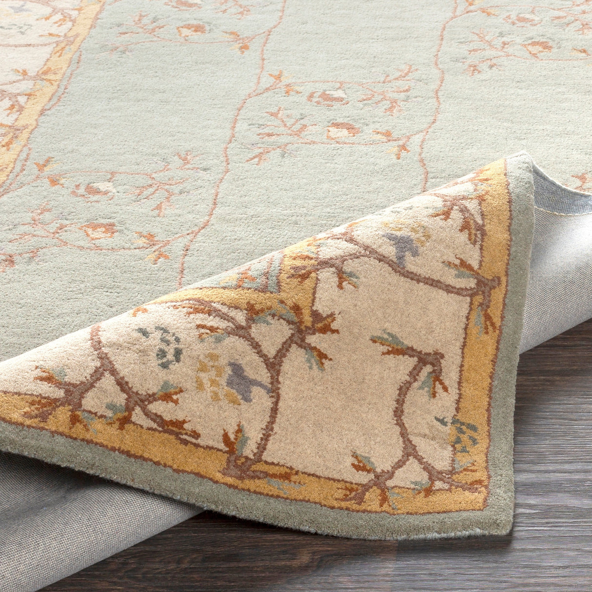 Hand-tufted Calhoun Traditional Floral Wool Slate Grey Area Rug - 8' Square - 8' Square