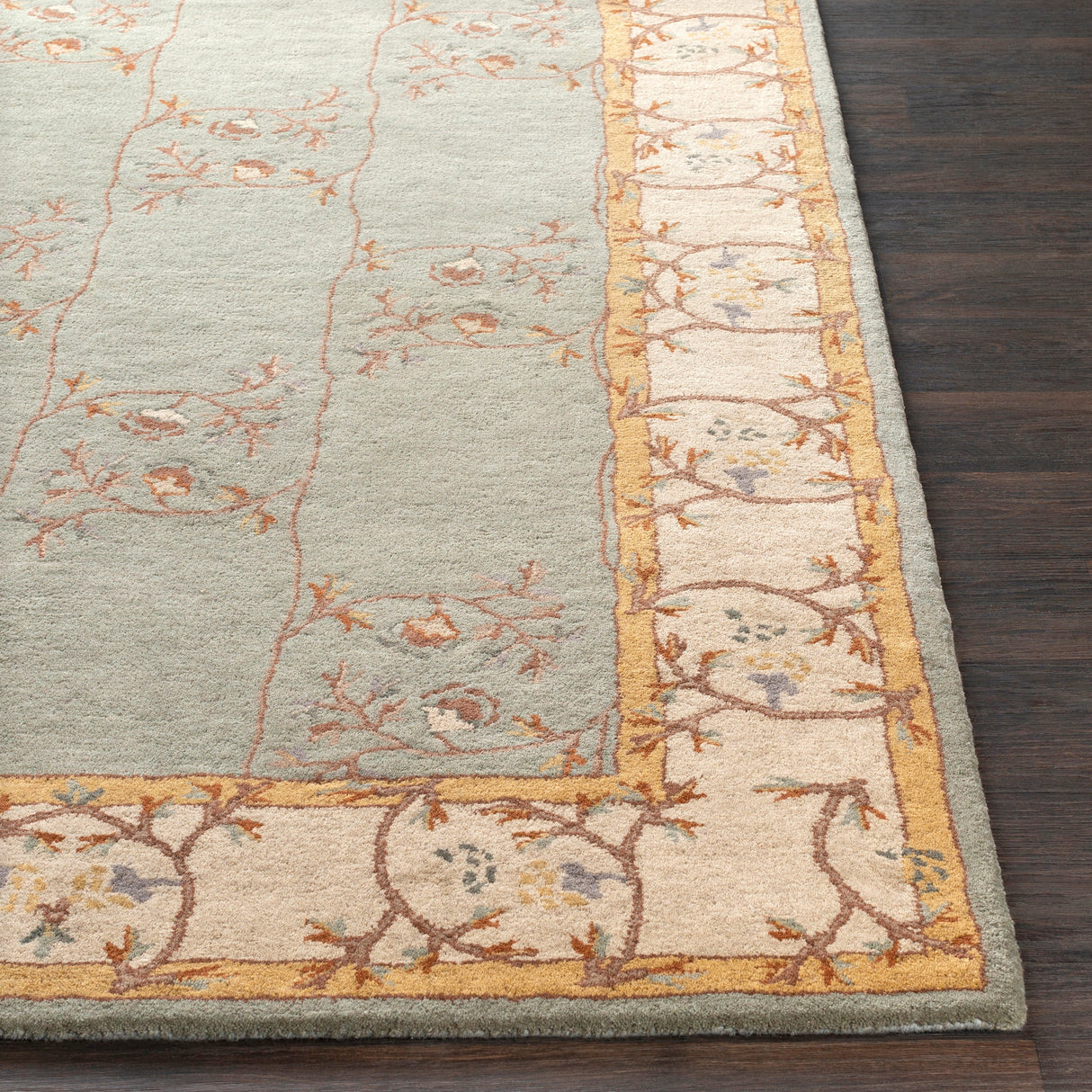 Hand-tufted Calhoun Traditional Floral Wool Slate Grey Area Rug - 8' Square - 8' Square