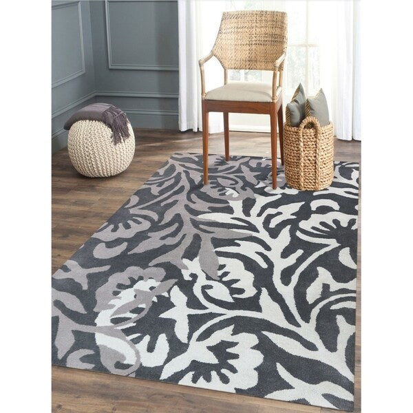 Barnady Hand-tufted Classic Floral Wool Area Rug