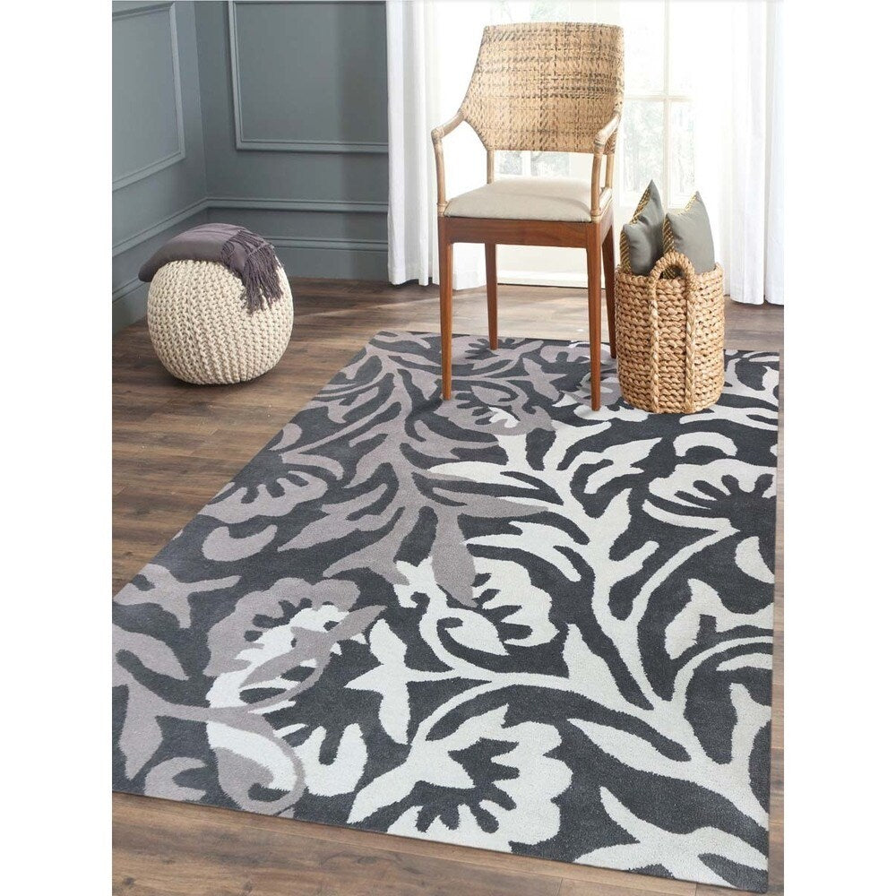 Barnady Hand-tufted Classic Floral Wool Area Rug