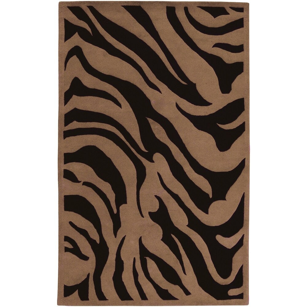 Hand-tufted Contemporary Brown Zebra Current New Zealand Wool Area Rug