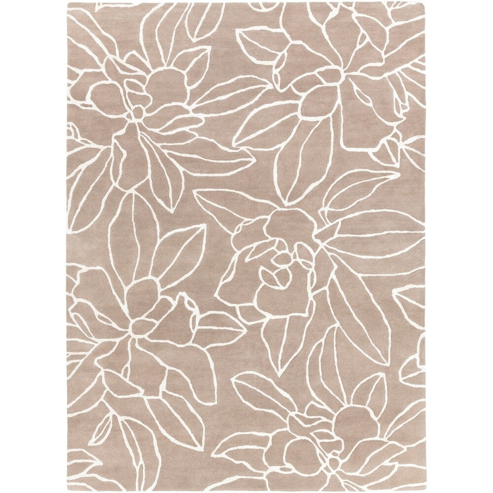 Hand-tufted Contemporary Grey Floral Area Rug - 8' x 11'