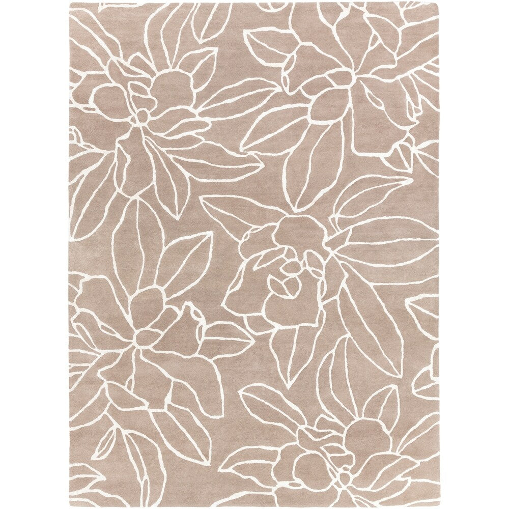 Hand-tufted Contemporary Grey Floral Area Rug - 8' x 11'