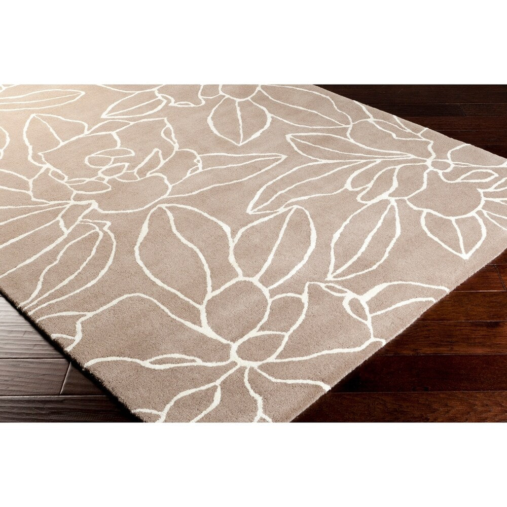Hand-tufted Contemporary Grey Floral Area Rug - 8' x 11'