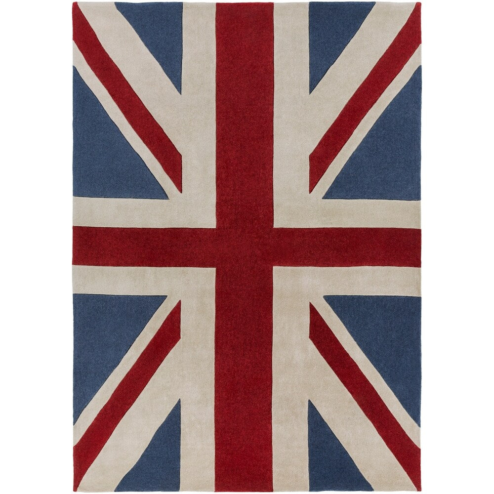 Hand-tufted Contemporary Union Jack Red Pipefish Abstract Area Rug - 8' x 11'