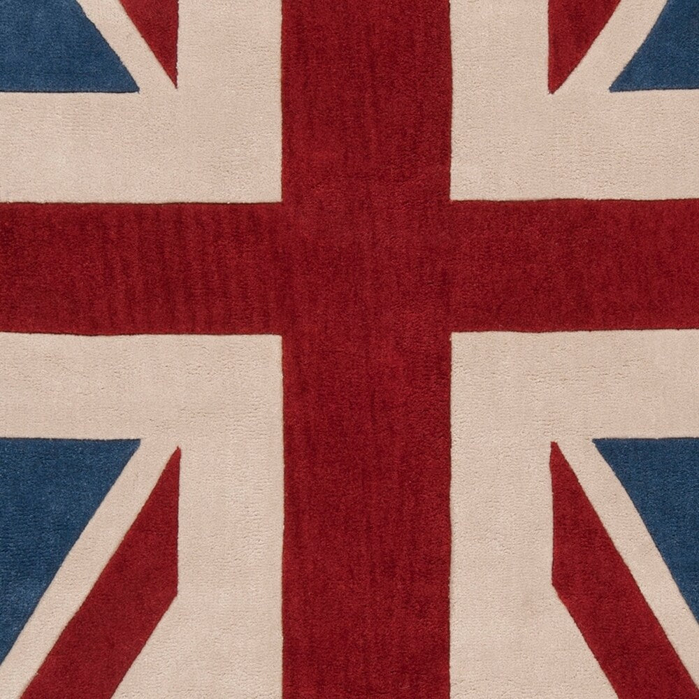 Hand-tufted Contemporary Union Jack Red Pipefish Abstract Area Rug - 8' x 11'