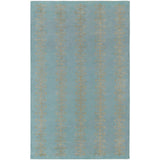 Hand-tufted Designer Sky Blue Stripe Geometric Wool Area Rug - 5' x 8'/Surplus