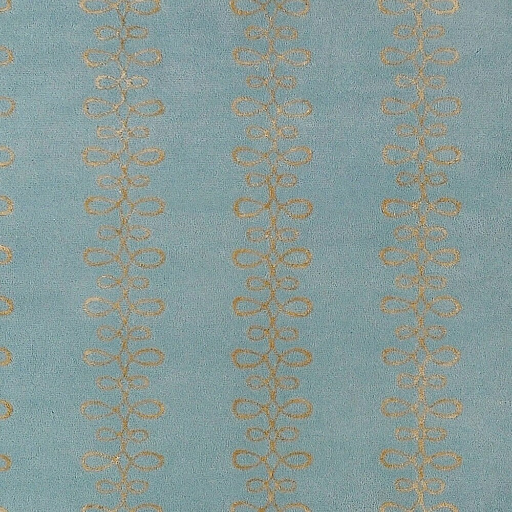 Hand-tufted Designer Sky Blue Stripe Geometric Wool Area Rug - 5' x 8'/Surplus