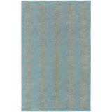 Hand-tufted Designer Sky Blue Stripe Geometric Wool Area Rug - 5' x 8'/Surplus