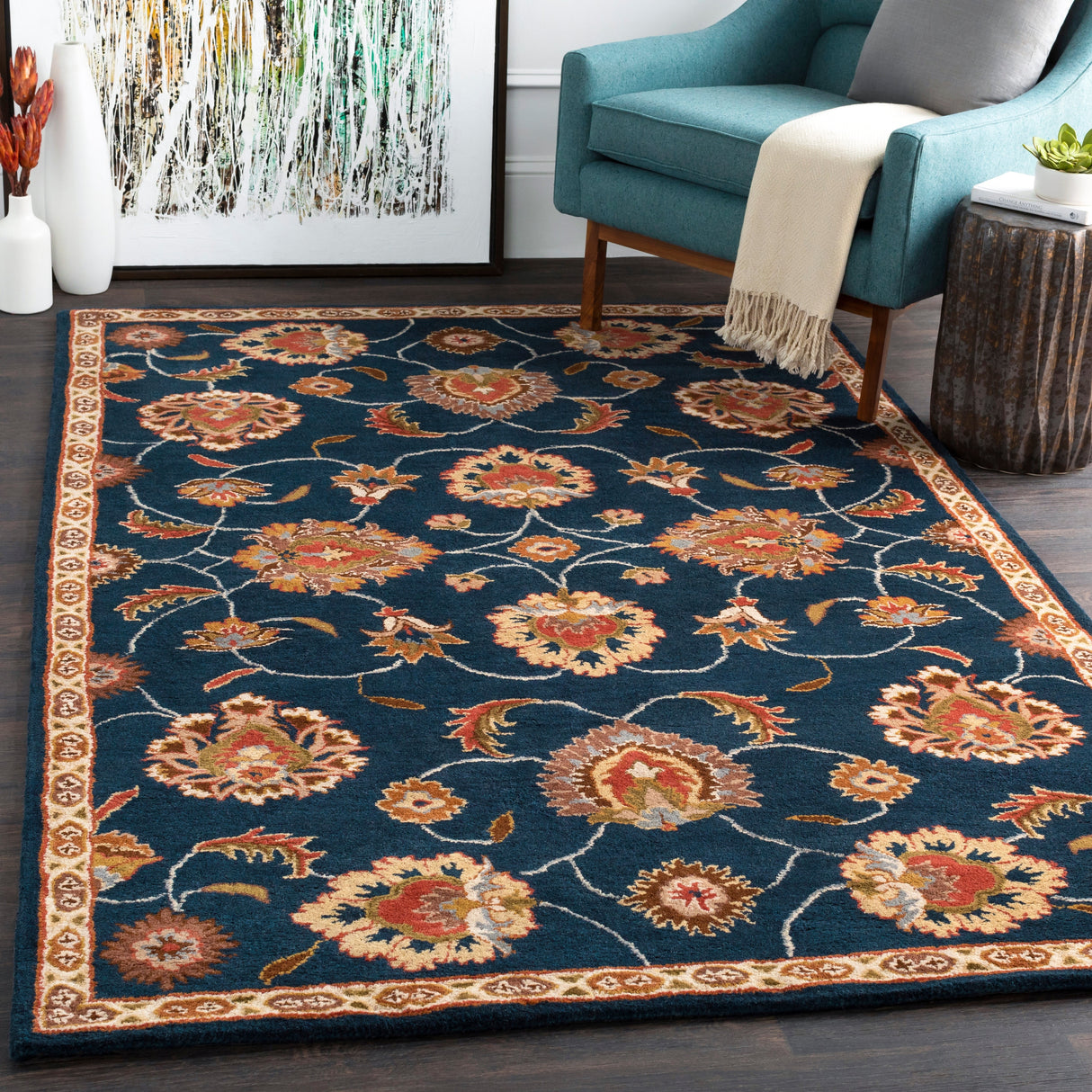 Hand-tufted Ebba Blue Wool Area Rug - 12' x 15' - 12' x 15'