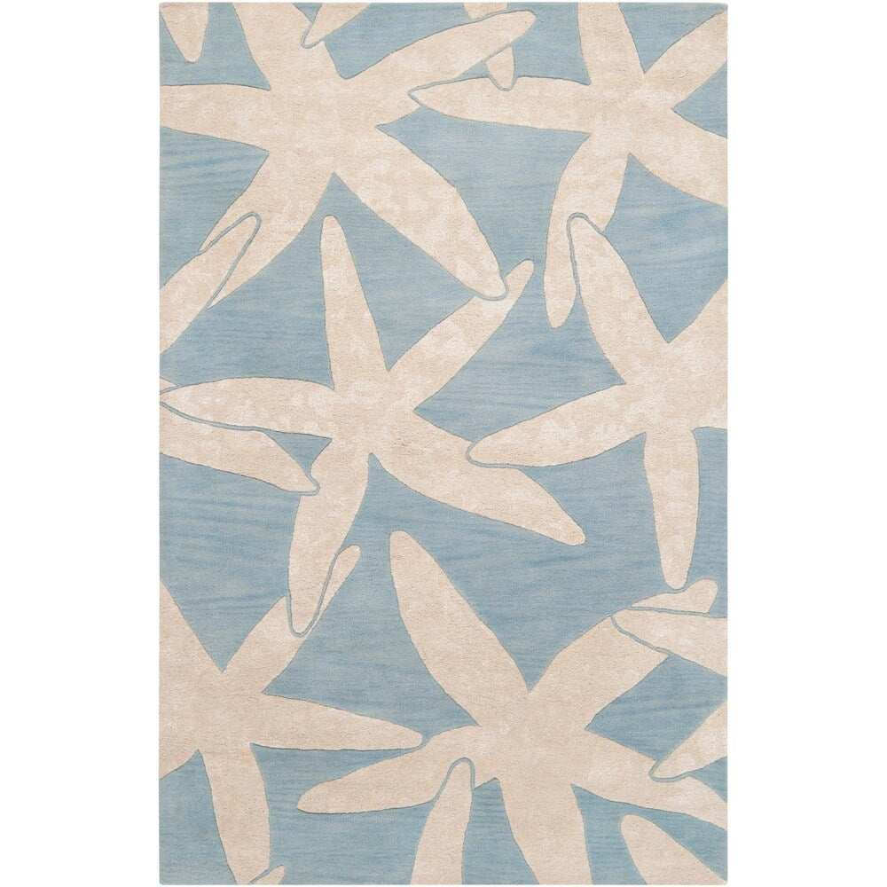 Hand-tufted Etowah Blue Beach Inspired Wool Area Rug - 2' x 3'