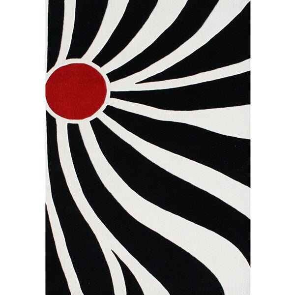 Hand -tufted Flordely Off-White Abstract Wool Rug (7'x 9') - 7' x 9'