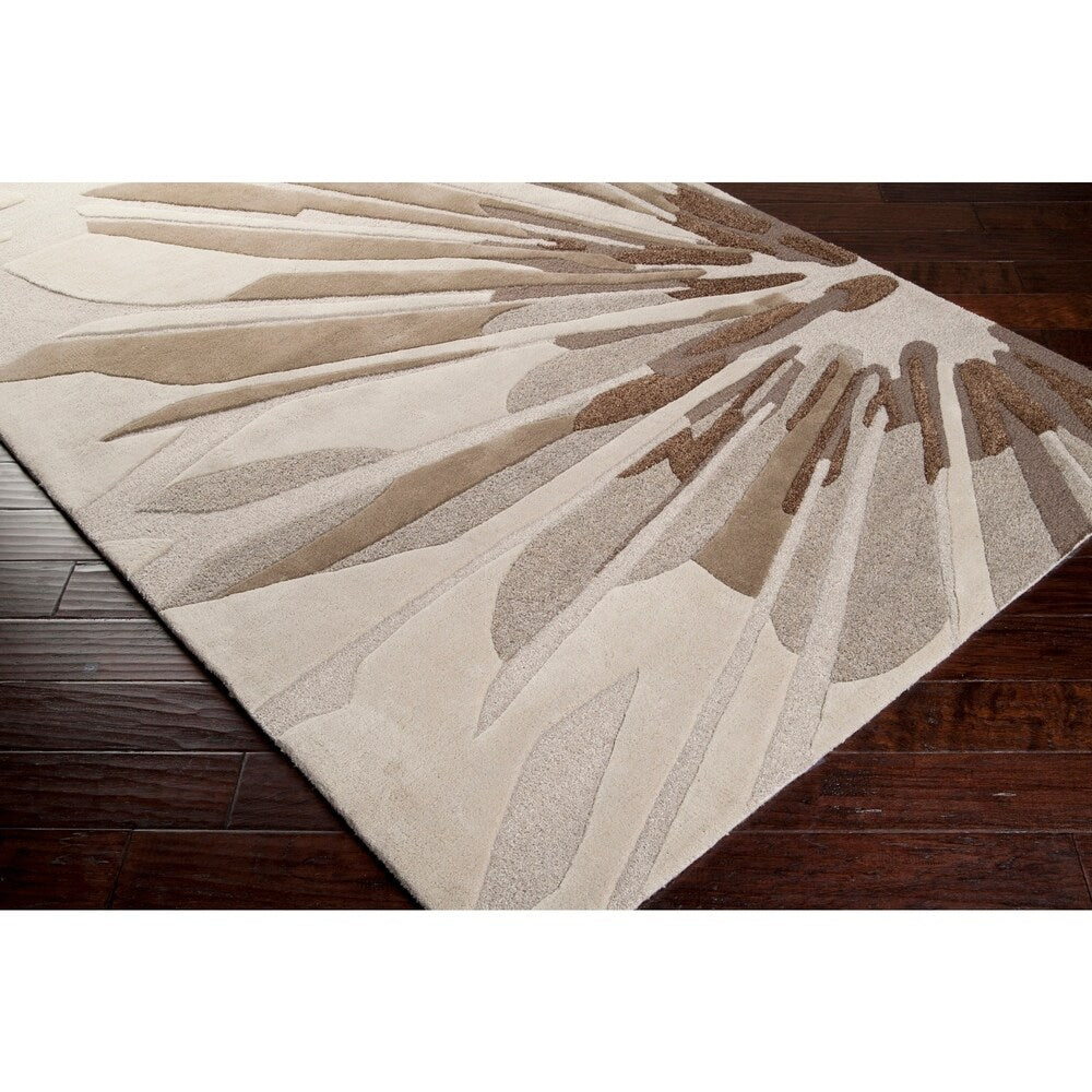 Hand-tufted Gray Cane Contemporary Floral Wool Area Rug - 8' x 11'
