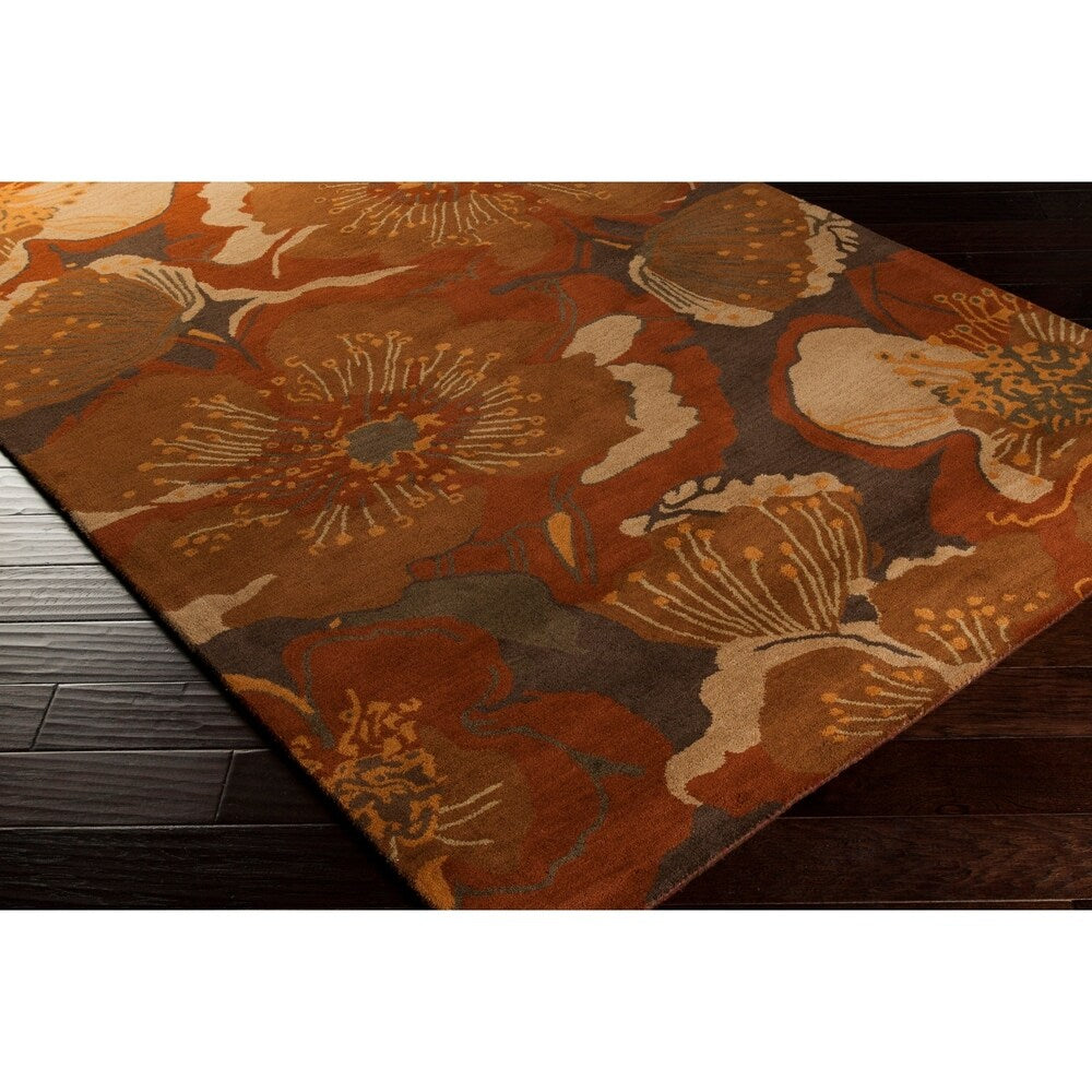 Hand-tufted Millings Brown Floral Wool Area Rug - 10' x 14'