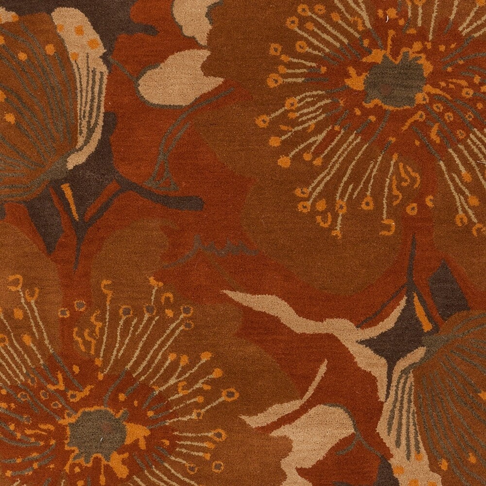 Hand-tufted Millings Brown Floral Wool Area Rug - 10' x 14'