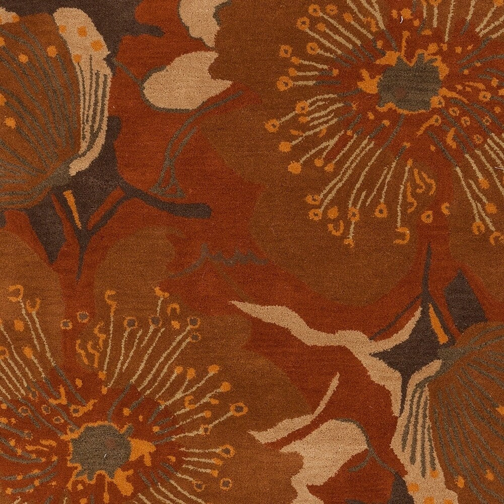 Hand-tufted Millings Brown Floral Wool Area Rug - 10' x 14'