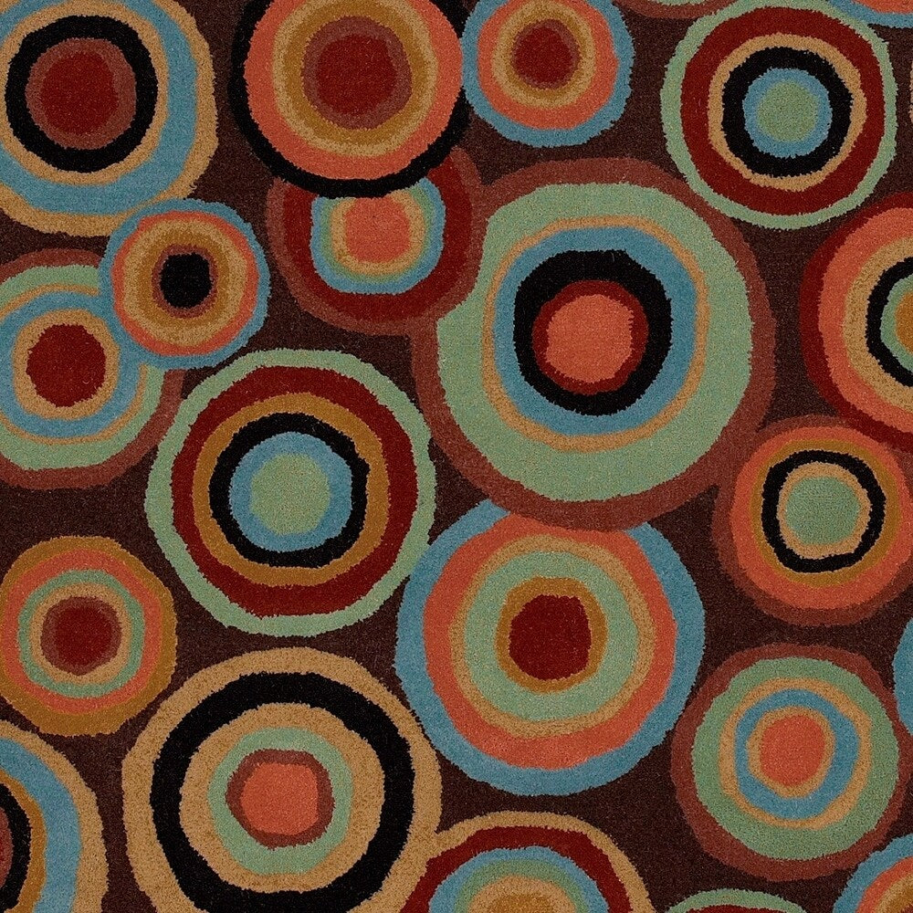 Hand-tufted Onalaksa Brown Geometric Circles Wool Area Rug - 2' x 3'